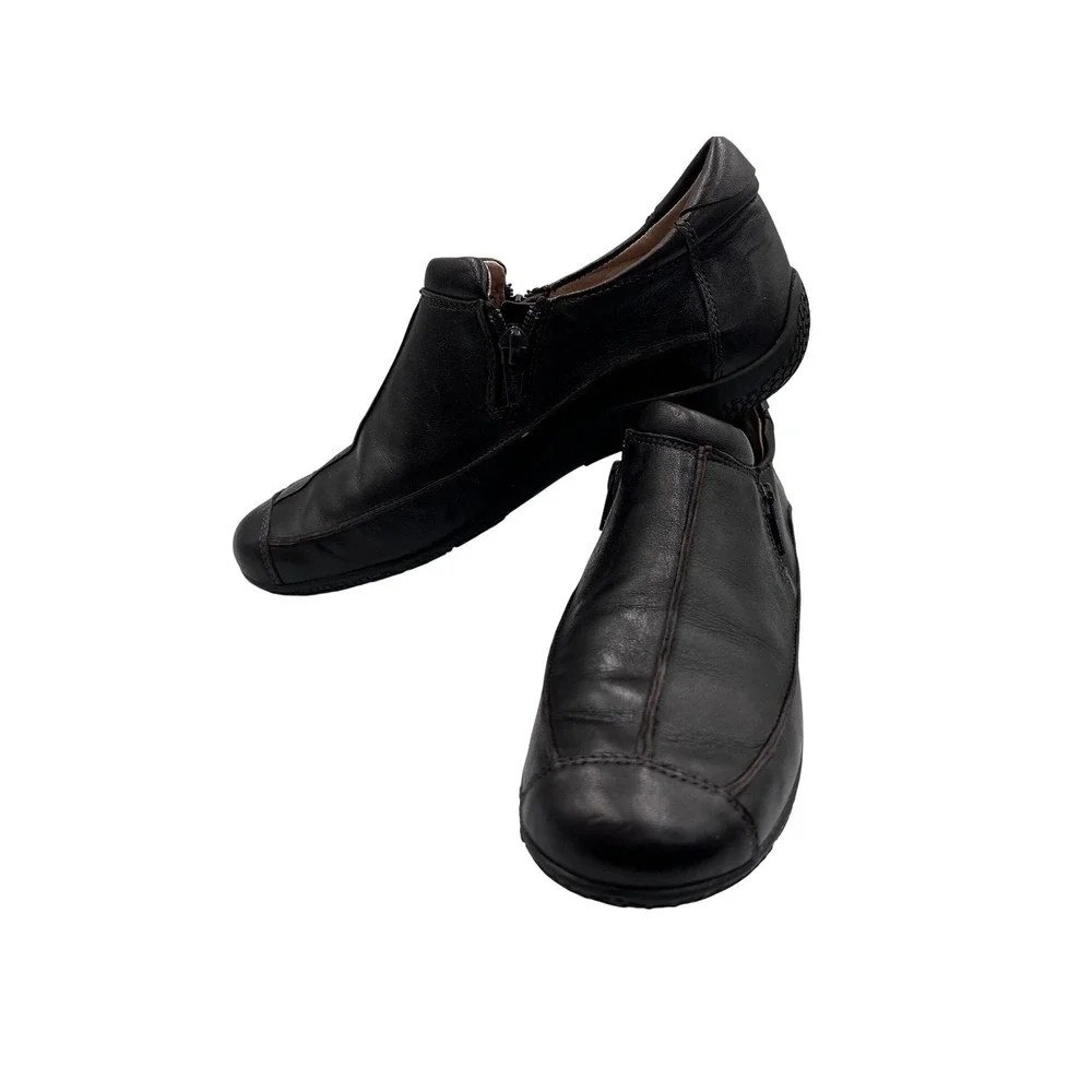 Walking Cradles Loafers Womens 7M Brown Excellent Leather Side‎ Zip Shoes